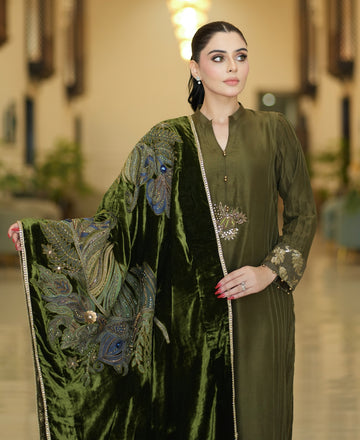 Peacock Velvet Shawl